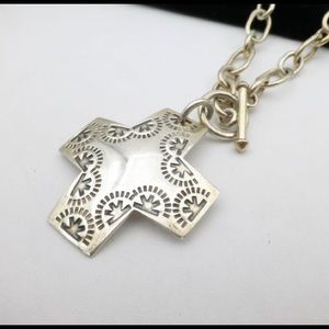 N0557 Silpada 925 Sterling Silver Stamped Virtuosity Cross Necklace